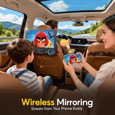 Arafuna 12" HD IPS Display Portable DVD Player, Wireless Screen Mirroring | Car DVD Player with HDMI Input and AV Output, Dual Power with Car Charger, AC Adapter, Supports CD/DVD/USB in Kuwait