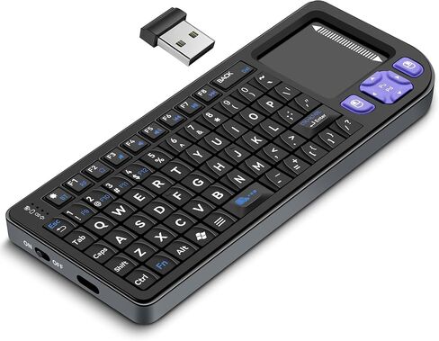 K809 Mini Wireless Keyboard with Touchpad, Easy Media Control - Black | BT & 2.4G Dual Mode, Rechargeable 1000mAh Battery, Aluminum Frame, Handheld &Backlit Keyboard for PC/TV/HTPC/Laptop and more. in Saudi Arabia
