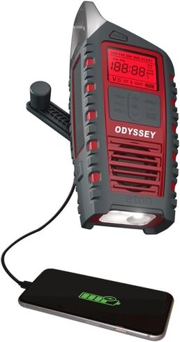 Eton Odyssey Hand Crank NOAA Weather Radio, All Band Emergency Radio, AM/FM Shortwave Storm Radio, Bluetooth, Phone Charger, RDS, Solar, Multi-Function Flashlight, Camping, Hiking in Saudi Arabia