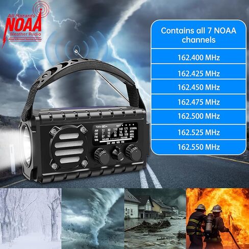 Emergency Radio Hand Crank Solar, AM/FM/SW NOAA Weather Radio Built-in 20000mah Large Battery Powered,Type-C Charger,Flashlight, Reading Light,SOS, Compact & Portable for Camping/Emergencies in Kuwait