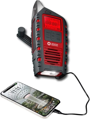 Eton Odyssey Multi-Powered All-Band Bluetooth Emergency Radio with RDS, Red in Saudi Arabia