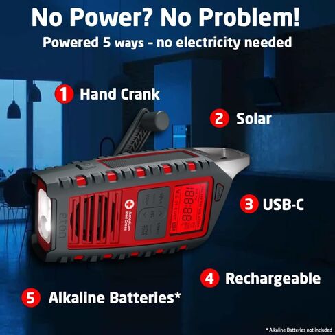 Eton Odyssey Multi-Powered All-Band Bluetooth Emergency Radio with RDS, Red in Saudi Arabia