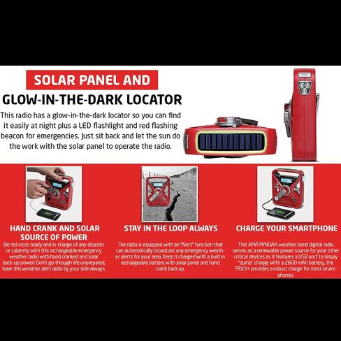 American Red Cross FRX3 All-Purpose Rechargeable Weather Alert Radio with Solar Panel - ARCFRX3 in Saudi Arabia