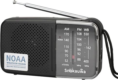 Portable AM FM Transistor Radio Battery Operated, NOAA Weather Radio with Loud Speaker, Headphone Jack, 2 AA Batteries, Excellent Reception, for Everyday Carry Essential, Travel, Storms in Saudi Arabia
