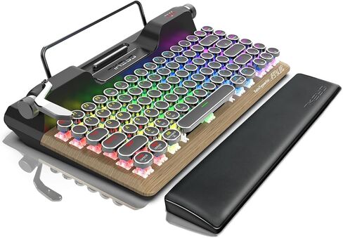 7KEYS Retro Typewriter Mechanical Gaming Keyboard, Vintage Style Computer Keyboard with Wireless Bluetooth5.0/Wired/2.4G, True RGB Backlight, Compatible with PC/Laptop/Tablet/Phone in Kuwait