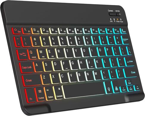 Backlit Bluetooth keyboard for Phone, Tablet, iPad Air, Pro, Mini, A16, M2, M3, Galaxy, ChromeBook, MackBook, Wireless Travel Keyboard for Computers - Rechargable, Lightweight, Slim, Easy to Carry in Saudi Arabia