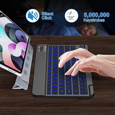 Backlit Bluetooth keyboard for Phone, Tablet, iPad Air, Pro, Mini, A16, M2, M3, Galaxy, ChromeBook, MackBook, Wireless Travel Keyboard for Computers - Rechargable, Lightweight, Slim, Easy to Carry in Saudi Arabia