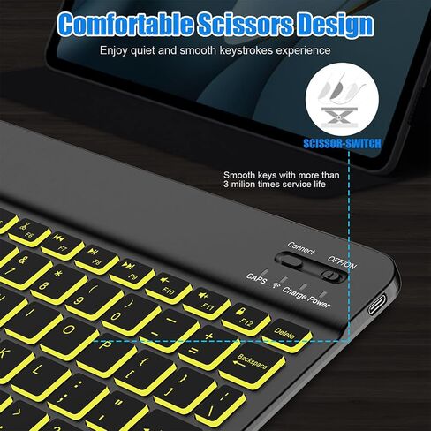 Backlit Bluetooth keyboard for Phone, Tablet, iPad Air, Pro, Mini, A16, M2, M3, Galaxy, ChromeBook, MackBook, Wireless Travel Keyboard for Computers - Rechargable, Lightweight, Slim, Easy to Carry in Saudi Arabia