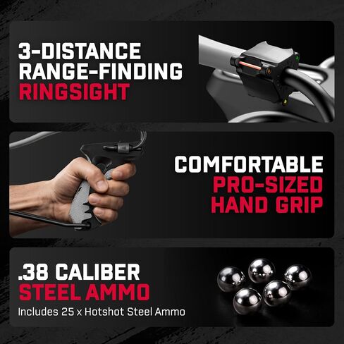 Barnett King Rat Slingshots, Havoc Slingshot with Stabilizer & Brace, Includes Magnum Power Bands, Brushed Leather Pouch, & Hotshot .38 Caliber Ammo Grey in Saudi Arabia