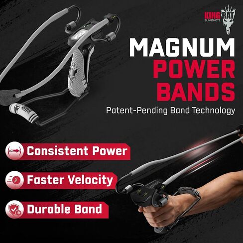 Barnett King Rat Slingshots, Havoc Slingshot with Stabilizer & Brace, Includes Magnum Power Bands, Brushed Leather Pouch, & Hotshot .38 Caliber Ammo Grey in Saudi Arabia