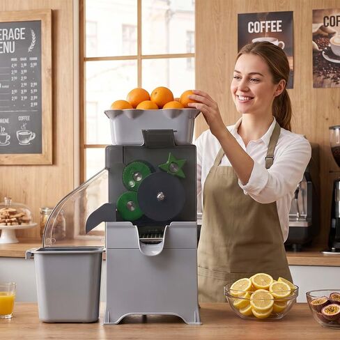 VEVOR Commercial Orange Juicer Machine, Slow Masticating Juicer Extractor, 100W Electric Orange Juice Squeezer, Lemon Citrus Pomegranates Extractor, with Peel Collecting Bucket and PC Cover in Saudi Arabia