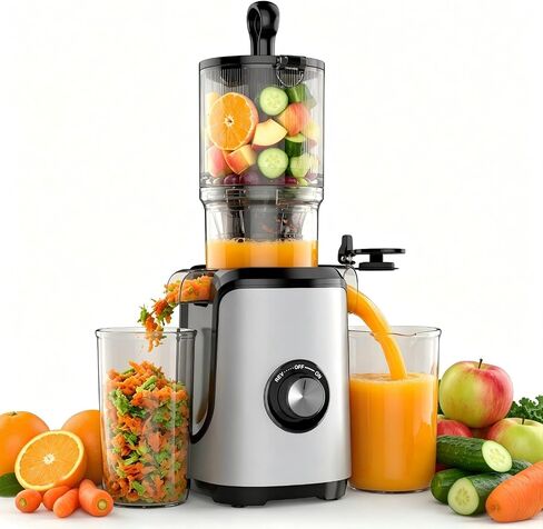 DUMOS Cold Press Juicer Machines, Masticating Juicer | Slow Masticating Juicer, 4.25" Wide Feed Chute, High Juice Yield, Whole Vegetables & Fruits, Easy to Clean, Black in Kuwait