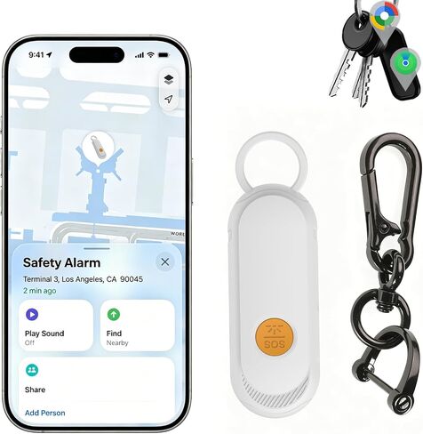 Personal Safety Alarm, Find My Tracker Keychain for Apple & Google, Black | Real-Time Tracking • Loud Alarm • SOS Strobe • Apple & Android Compatible • Personal Safety in Saudi Arabia