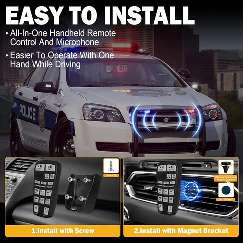 200W Wireless Multi-Tone Emergency Car Siren Speaker PA System Kit | 110-130dB Car PA System, Ultra-Slim Speaker, Wireless Handheld Microphone, Police Siren kit, IP67Waterproof, 12V Vehicles Use in Saudi Arabia