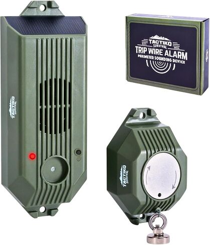 1-Pack Tactiko Rechargeable Safety Perimeter Trip Alarm | 129 dB |USB/Solar | Wire Trip Perimeter Alarm 2.0 - 80ft Kevlar Tripwire | Weatherproof | Bear Deterrent for Camping, Property, Home Security in Saudi Arabia