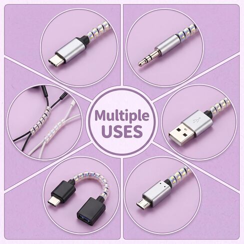 2PCS Cable Protector Animal Proof Wire Repair, Cord Protector for Pets from Chewing, Phone Charger Cover, Cord Sleeve for USB Cable Data Cables, Wire Repair Wrap for Cat Dog Rabbit in Kuwait