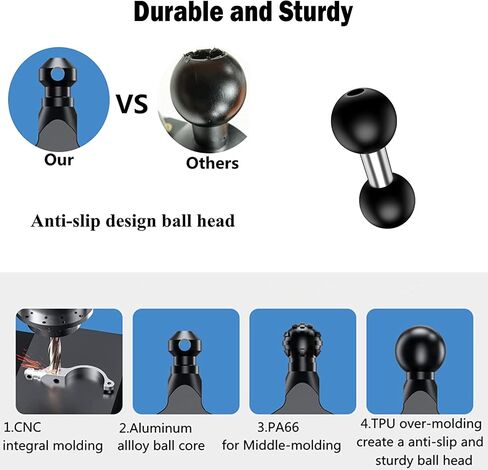 1" Ball Adapter Ball Mount Holder Double Heads 25.4mm(1-inch) Compatible with Ram Mounts B Size Double Socket Arm GPS Brackets for Bike Motorcycle Phone Holder Camera (R11-1PC) in Kuwait