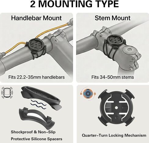 2 Pack Quarter Turn Bike Mount Compatible with Garmin Edge 1050 1040 1030 1000 130 Plus 840 830 820 810 800 540 530 520 510 500 Explore 2 i-GPSPORT Quick Release Bicycle Handlebar GPS Computer Holder in Saudi Arabia