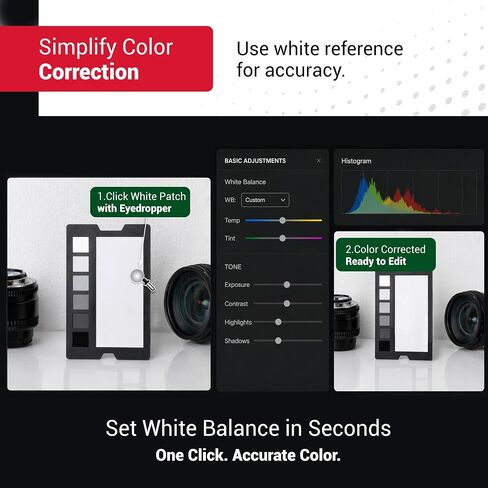 Datacolor SpyderCheckr White Balance Card for Photography & Video | Spectrally neutral white target plus 6-step grayscale strip for custom in-camera white balance in Kuwait