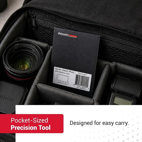 Datacolor SpyderCheckr White Balance Card for Photography & Video | Spectrally neutral white target plus 6-step grayscale strip for custom in-camera white balance in Kuwait