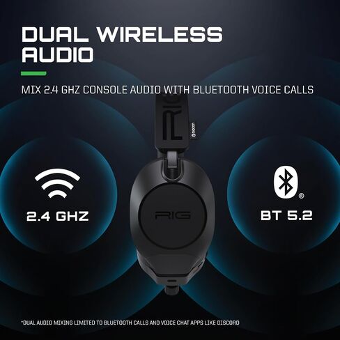 RIG R8 Spectre PRO HX Dual Wireless Gaming Headset for Xbox and PC | Series X|S, XBOX One, USB, Mobile - Wireless 2.4GHz / Bluetooth, Graphene Drivers, 3D Audio, Noise-Canceling Mic, Charge Base in Saudi Arabia
