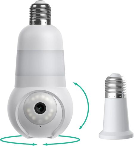 Luna Light Bulb Security Camera Wireless Outdoor Indoor, 2K 360° Pan Tilt | Color Night Vision, LED Bulb & Spotlight, 2.4GHz 5GHz Wi-Fi, Porch Light Camera for Home Security in Saudi Arabia
