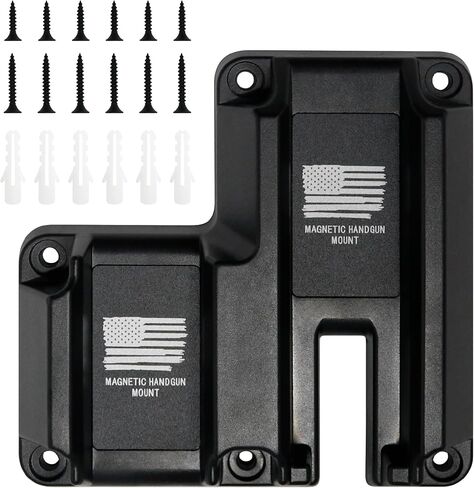 2-in-1 Magnetic Handgun Mount & Mag Holder – 15lbs Capacity for Pistol Storage in Safe, Desk, Car – Rubber Coated Non-Scratch Design in Saudi Arabia