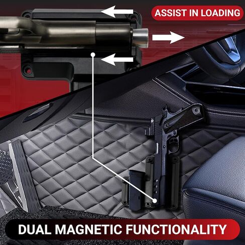 2-in-1 Magnetic Handgun Mount & Mag Holder – 15lbs Capacity for Pistol Storage in Safe, Desk, Car – Rubber Coated Non-Scratch Design in Saudi Arabia
