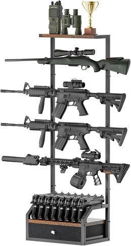 Indoor Gun Racks, Rifle Rack with Pistol Holder, Heavy Duty Steel Shotgun Rack for Wall Mount, Horizontal & Vertical Display, Gun Display for Hunting and Tactical Accessories in Saudi Arabia
