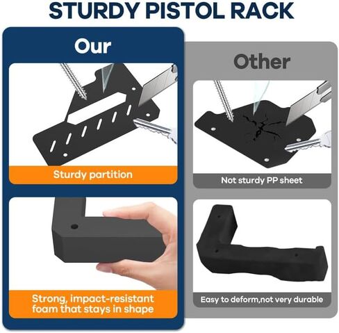 JBBTOOL Pistol Rack for Gun Safe, Gun Cabinet Accessories, Soft Foam Gun Storage Organizer with Slots, Compatible with Size Firearm, Revolver Pistols Holder in Saudi Arabia