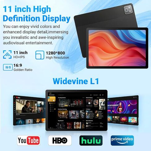 11 Inch 2 in 1 Android 16 Tablet with Keyboard Mouse Pen Case, 30GB RAM 128GB 1TB Expandable, 7800mAh Battery, HD Screen Widevine L1, Dual Cameras Face Unlock, WiFi 6 BT 5.4 Tablets Bundle in Saudi Arabia