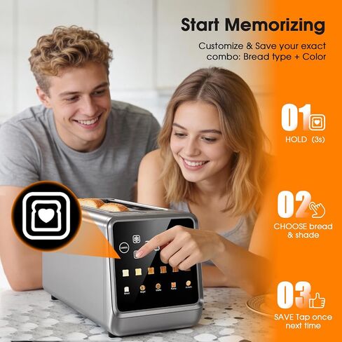 Long Slot Toaster 4 Slice with Touchscreen, 2-Slot Extra Wide 1.5 Inch | Stainless Steel, 1400W, 2-Slot Smart Appliance, Single Mode, BreadID Tech, Digital Timer, For Bagel Waffle in Saudi Arabia