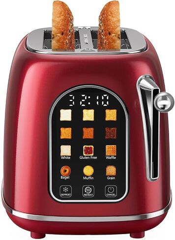 Mecity Toaster 2 Slice, Touch Screen Wide Slot Retro Toaster For Breads Bagel Muffin Waffle, House Warming Gift New Home, 120V 825W, Cream Color in Saudi Arabia