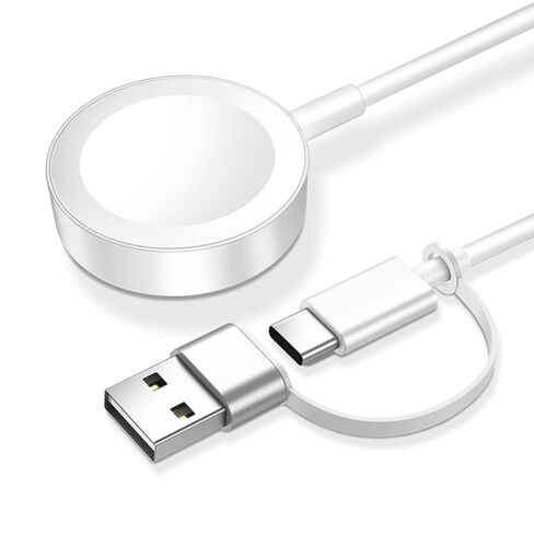 Upgraded for 2in1 USB A/C Apple Watch Charger Magnetic Charging Cable | Home and Travel Essentials Wireless Charger Compatible With iWatch Series Ultra/SE/11/10/9/8/7/SE/6/5/4/3/2-6.6ft in Saudi Arabia