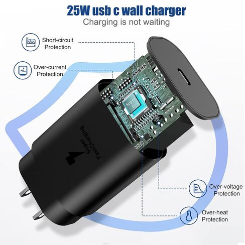 2 in1 Samsung Watch Charger,25W USB C Fast Charger Compatible with Galaxy Watch 8/7/6/6 Classic/5 Pro/5/4 /4 classic/3/Active2/1 and GalaxyS25/24/S23 /S22/21 Note/Z Fold 7(5ft) in Saudi Arabia