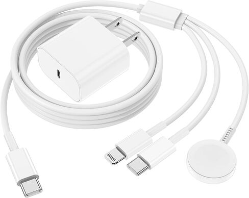 QZIIW 20W Apple Watch Charger,Apple Watch Magnetic Fast Charger USB C Cable | 3 in 1 Multi Charging Cable 6 FT Compatible with Watch Series Ultra 3/2/SE/11/10/9/8/7/6/5/4/3/2/1,iPhone 17/16/15/14/13/12 in Saudi Arabia