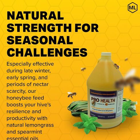 Mann Lake Pro Health Bee Feeding Supplement, Pint | Honeybee Pollen Substitute, Boost Hive Strength with Antifungal Formula, Calming Essentials Oils in Kuwait