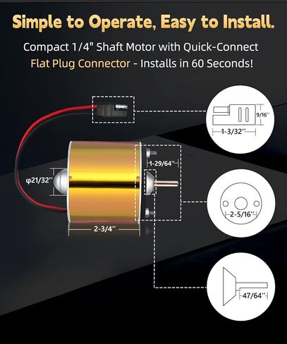 ZOHAN 12V Motor for Deer Feeder - 1/4" Shaft Feeder Replacement Heavy-Duty Motor with Smooth Start and Stop,S-Plug Connector for Automatic Feeding Kit,Compatible with Tomaki,Wildgame Game Feeder Timer in Kuwait