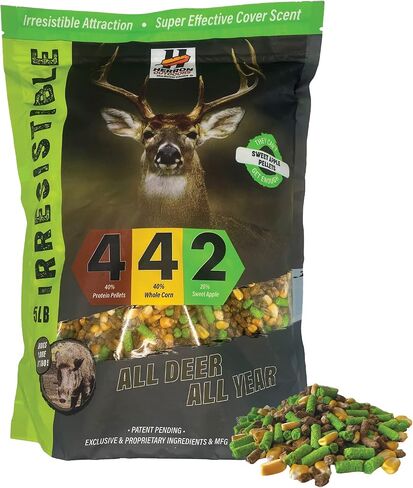Herron Outdoors 4-4-2 Sweet Apple, Whole Corn & Sweet Apple Protein Pellets- Deer Attractants for Whitetail Deer and Feed Bait for All Hunters All Seasons- 5lbs in Saudi Arabia