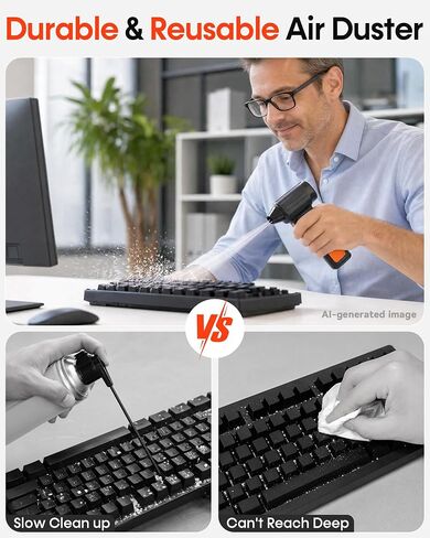 250000RPM Electric Air Duster for Keyboard: One Blow Clears Dust and Crumbs | Powerful & 5 Nozzles More Versatile - Fast Charging Rechargeable and Reusable Mini Blower - No More Sticky Keys for PC Gamers in Saudi Arabia