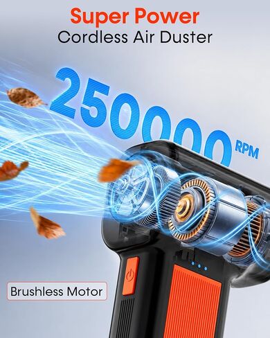 250000RPM Electric Air Duster for Keyboard: One Blow Clears Dust and Crumbs | Powerful & 5 Nozzles More Versatile - Fast Charging Rechargeable and Reusable Mini Blower - No More Sticky Keys for PC Gamers in Saudi Arabia