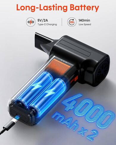 250000RPM Electric Air Duster for Keyboard: One Blow Clears Dust and Crumbs | Powerful & 5 Nozzles More Versatile - Fast Charging Rechargeable and Reusable Mini Blower - No More Sticky Keys for PC Gamers in Saudi Arabia