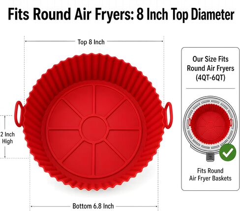 SAMNATE 3pcs Air Fryer Liners reusable - silicone air fryer liners, AirFryer Accessories, Air Fryer Silicone Liner - reusable airfryer liners - air fryer pans - airfryer liners in Kuwait