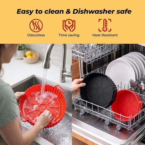 SAMNATE 3pcs Air Fryer Liners reusable - silicone air fryer liners, AirFryer Accessories, Air Fryer Silicone Liner - reusable airfryer liners - air fryer pans - airfryer liners in Kuwait