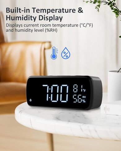 G Keni Digital Alarm Clock with FM Radio for Bedroom | 2 Alarms with Large LED Display,Snooze,USB Charger,Preset, Dimmer,Sleep Timer,Temperature,Relative Humidit,Adjustable Volume in Saudi Arabia