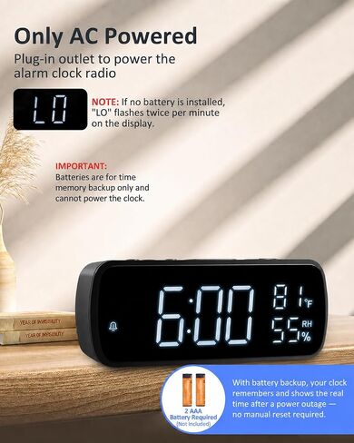 G Keni Digital Alarm Clock with FM Radio for Bedroom | 2 Alarms with Large LED Display,Snooze,USB Charger,Preset, Dimmer,Sleep Timer,Temperature,Relative Humidit,Adjustable Volume in Saudi Arabia