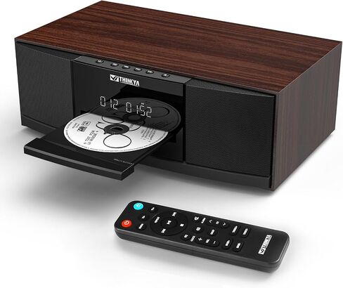 Bluetooth CD Player for Home Stereo System with FM Radio, Remote Control | 36W RMS Clear Stereo Sound, USB/AUX Input, Retro Wooden Design, Ideal Gift for Seniors & Music Lovers (No Clock or Alarm) in Saudi Arabia