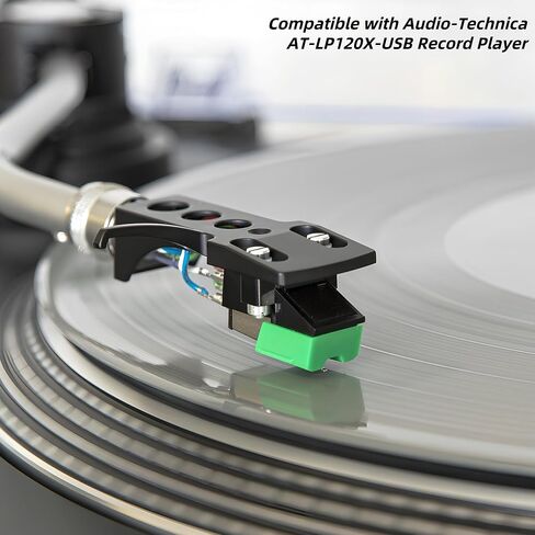 AT-VMN95E Record Player Needle Fits for Audio-Technica AT-LP120X-USB Model | Elliptical Turntable Stylus Replacement for AT-VM95E Cartridge, Include Lead Wires & Stylus Brush in Saudi Arabia