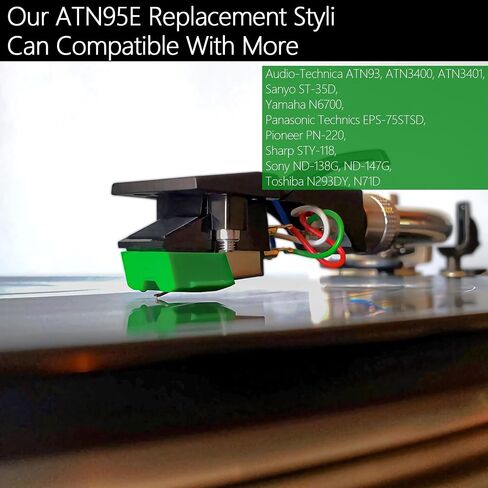 ATN95E Diamond Record Stylus Replacement for Audio Technica AT-LP120-USB Turntables, Compatible with Phono Cartridges AT95E, AT-95, AT-3400, AT-3401, AT-3410, AT-3450, AT-3493, AT-93, AT3451 in Saudi Arabia