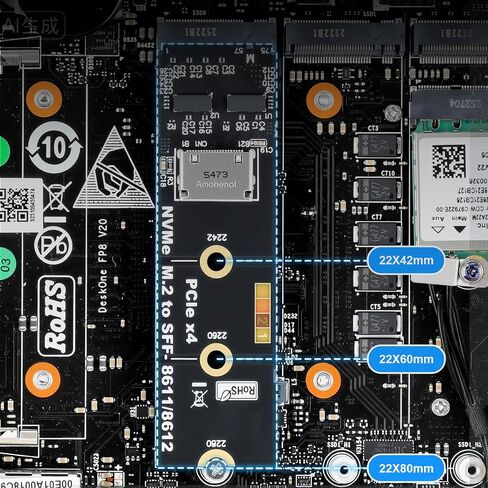 RGEEK M.2 NVME to OCuLink SFF-8612 Adapter, PCIe 5.0 x4 128Gbps to OCuLink | SFF-8611 4i Host Adapter with ReDriver, for eGPU GPU External Graphics Cards and M.2 NGFF SSD 2280 2260 2242 in Saudi Arabia